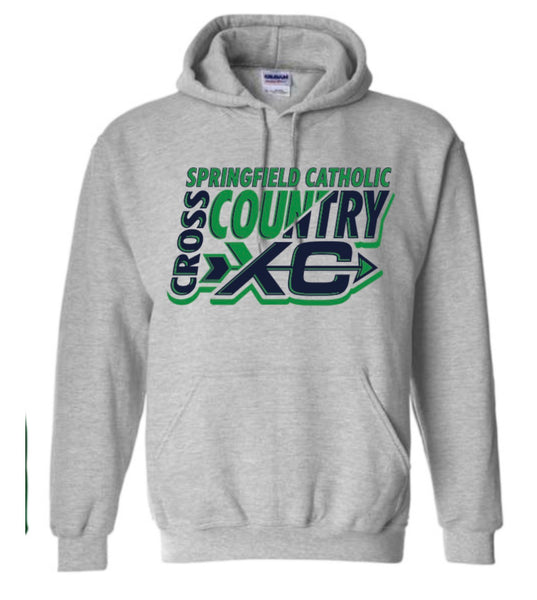 Cross Country Hoodie in Sport Grey and Kelly Green