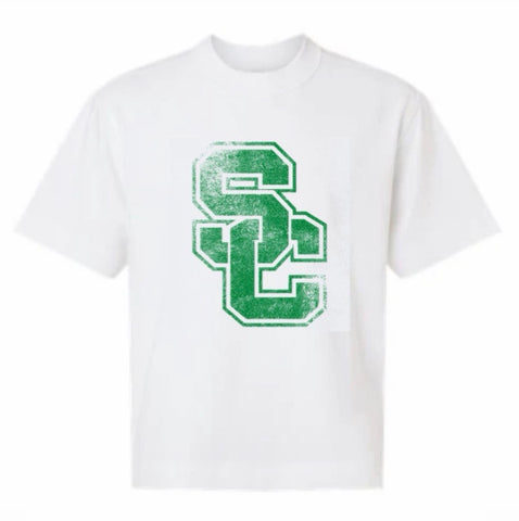 ***NEW***Large Distressed SC BOXY mid-length tshirt