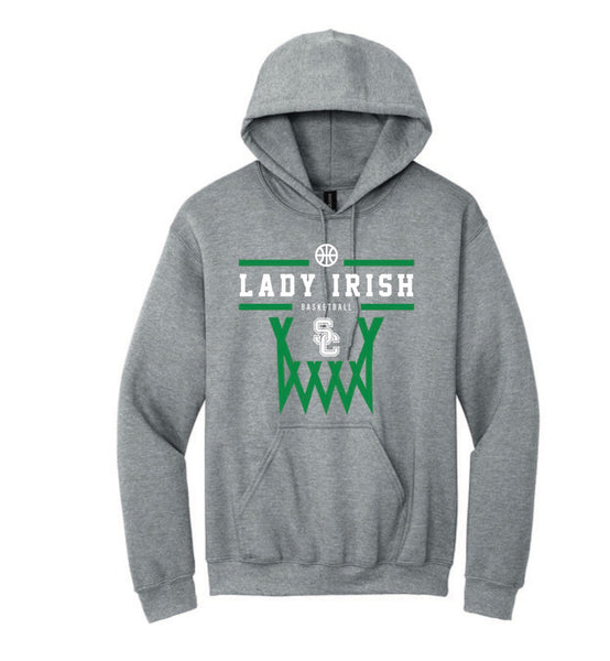 Middle School Basketball Hoodie in Navy, Athletic Grey & Kelly Green