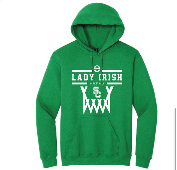 Middle School Basketball Hoodie in Navy, Athletic Grey & Kelly Green