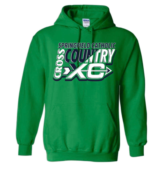 Cross Country Hoodie in Sport Grey and Kelly Green