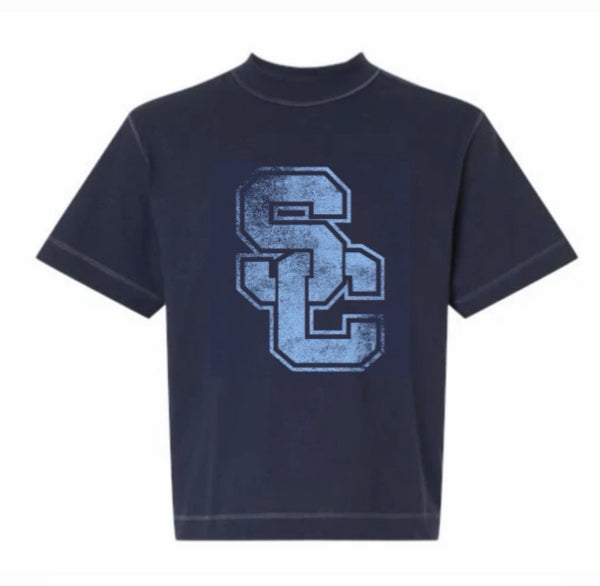 ***NEW***Large Distressed SC BOXY mid-length tshirt