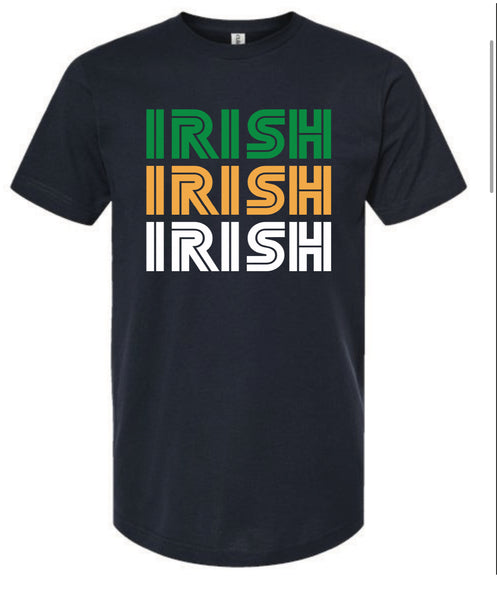 Irish Stack t-shirt in Kelly Green, Navy & Natural
