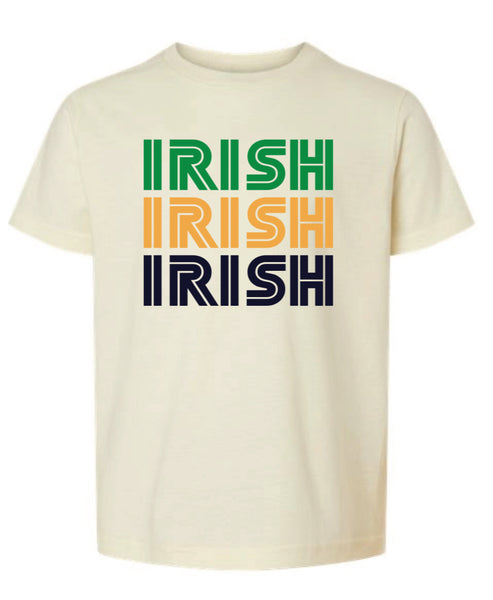 Youth Irish Stack Logo T-shirt in Kelly Green, Natural and Navy