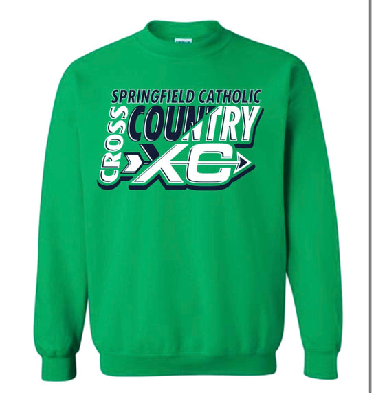 Cross Country Crewneck Sweatshirt in Navy and Irish Green