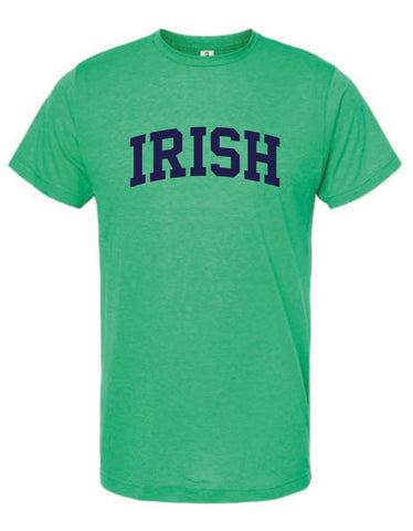 Irish Curved Block T-Shirt in Kelly, White and Navy