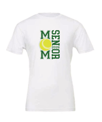Softball Senior Mom Tshirt in Kelly Green and White