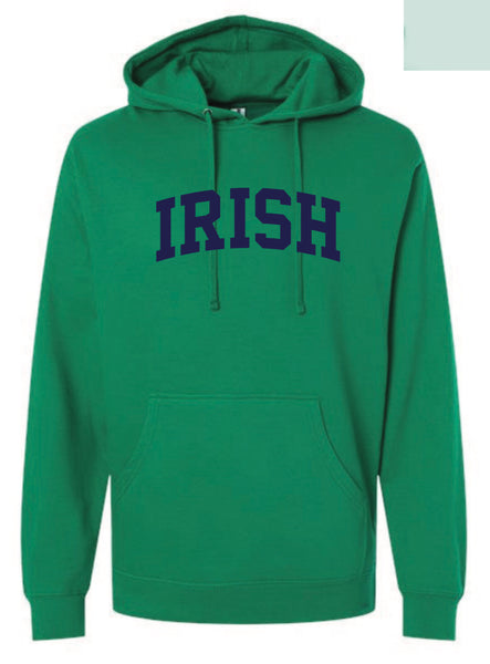 Irish Curved Block Hoodie in Kelly Green & White