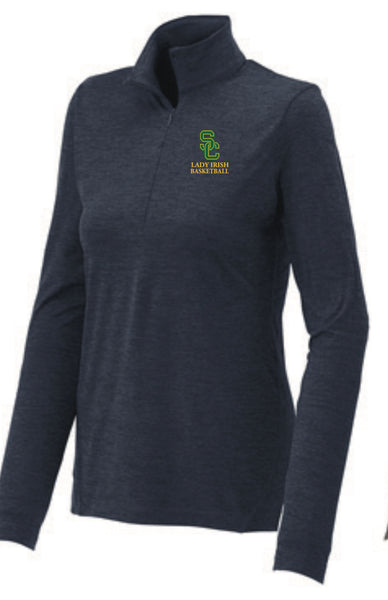 Middle School Basketball Women's 1/2 Zip Pullover in Dark Denim Heather, Graphite Heather & True Royal Heather