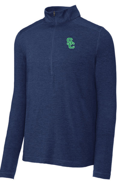 Long Sleeve 1/2 Zip in Dark Denim Heather & True Royal Heather