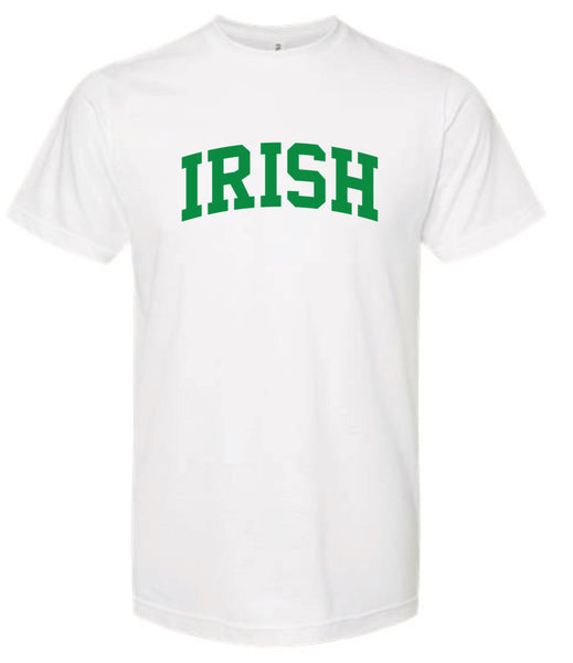 Irish Curved Block T-Shirt in Kelly, White and Navy