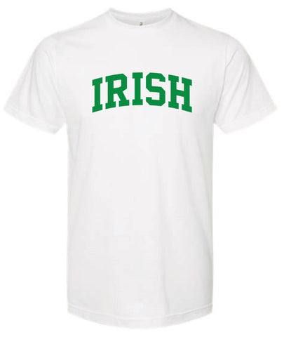 Irish Curved Block T-Shirt in White and Navy