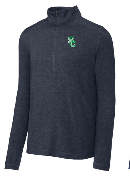 Long Sleeve 1/2 Zip in Dark Denim Heather & True Royal Heather