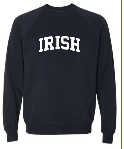 Irish Curved Block Crewneck in Sea Green, Navy & Natural Heather