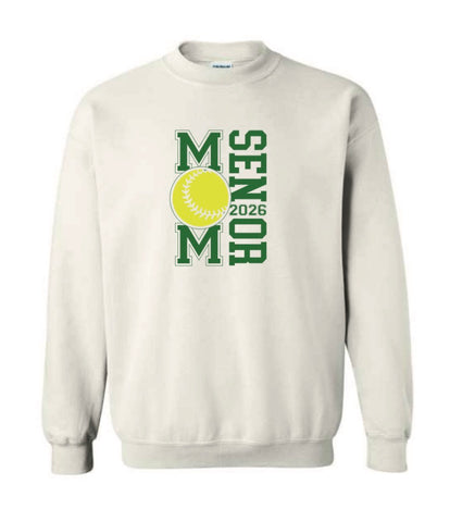 Softball Senior Mom Crewnecks in Kelly Green or White