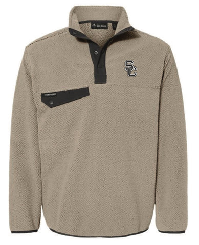 Fleece Pullover with SC Embroidery in Moss, Deep Blue, and Charcoal