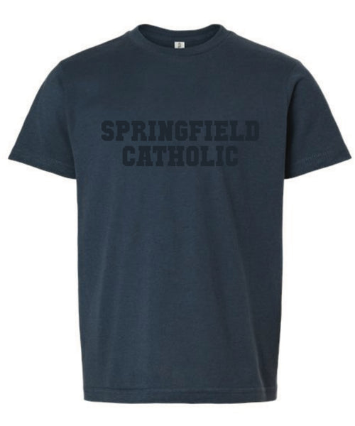 Youth Tone on Tone T-Shirt in Heather Grey, Indigo & Kelly Green