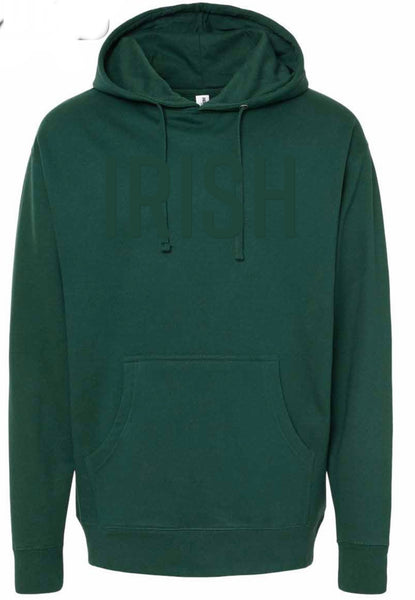 Irish Tone on Tone Puff Embroidery Hooded Sweatshirt
