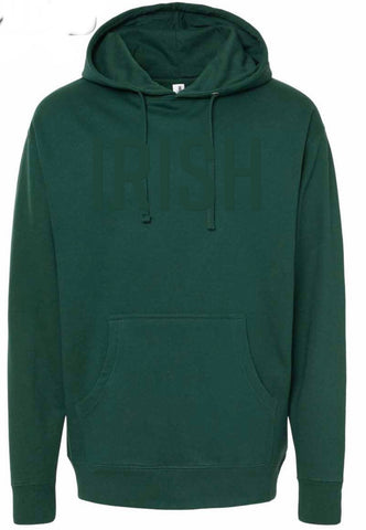 Irish Tone on Tone Puff Embroidery Hooded Sweatshirt