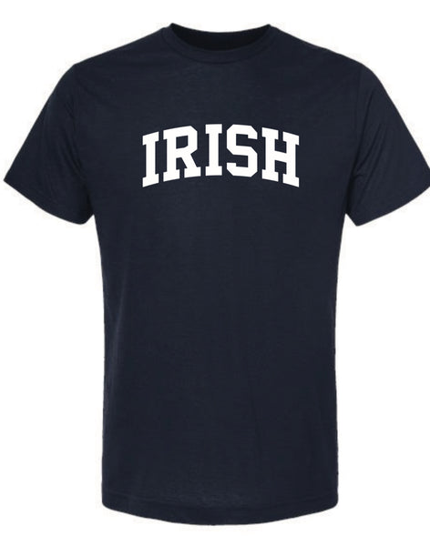 Irish Curved Block T-Shirt in Kelly, White and Navy