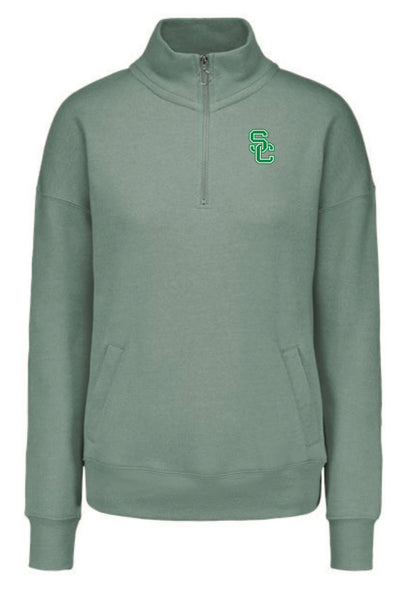Cloud Fleece 1/4 Zip Sweatshirt in Greenstone, Oatmeal, & Navy