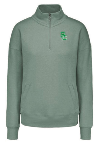 Cloud Fleece 1/4 Zip Sweatshirt in Greenstone, Oatmeal, & Navy