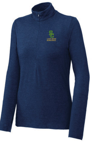 Middle School Basketball Women's 1/2 Zip Pullover in Dark Denim Heather, Graphite Heather & True Royal Heather