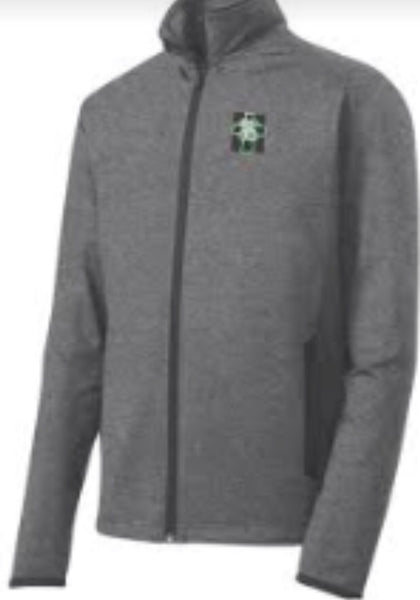 SPORT-TEK® Sport-Wick Stretch Contrast Full-Zip (ST853)- Charcoal Grey Heather/Charcoal Grey-*8TH GRADE UNIFORM APPROVED