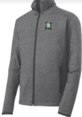 SPORT-TEK® Sport-Wick Stretch Contrast Full-Zip (ST853)- Charcoal Grey Heather/Charcoal Grey-*8TH GRADE UNIFORM APPROVED