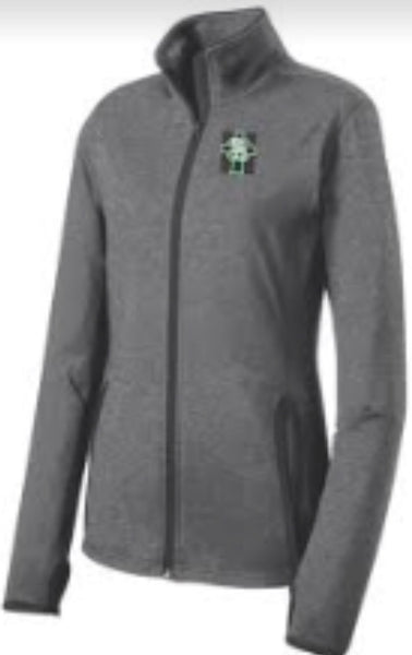 Uniform Jacket Ladies Sport-Tek®  Sport Wick Stretch Contrast Full-Zip Jacket (LST 853)-  Charcoal Grey Heather/Charcoal Grey-*8TH GRADE UNIFORM APPROVED