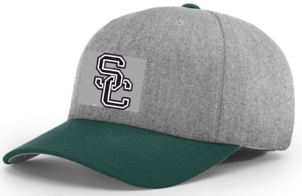 Gray wool Richardson 385 fitted cap with hunter green bill