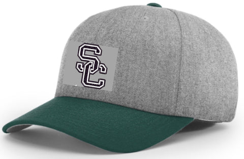 Gray wool Richardson 385 fitted cap with hunter green bill