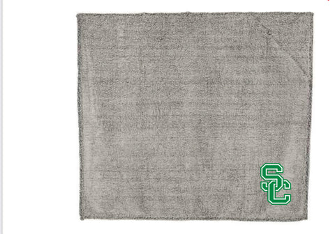 Blanket-Frosty Grey Sherpa with corner SC embroidery