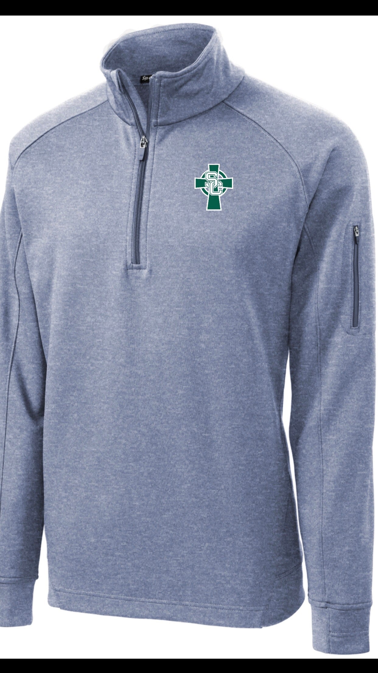 Mens SPORT TEK 1/4 zip tech fleece jacket zippered sleeve Light