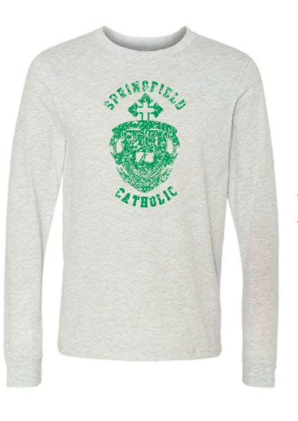 SC Distressed Crest Long Sleeve TShirt in Ash