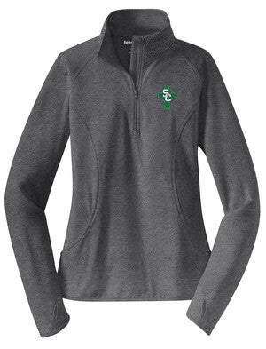 Springfield Catholic Uniform Jacket Ladies Sport-Tek®  Performance 1/2 Zip Pullover Charcoal Grey Heather